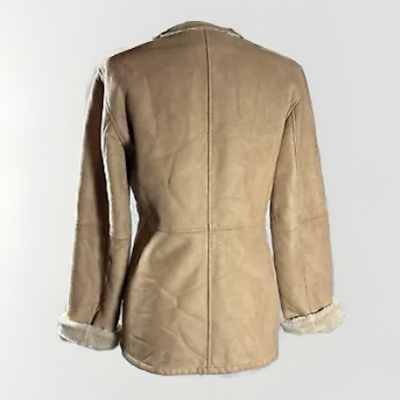 Talbots Faux Suede Fur Jacket S Rancher Coat Tan Barn Western Classic Cowgirl - Picture 2 of 16